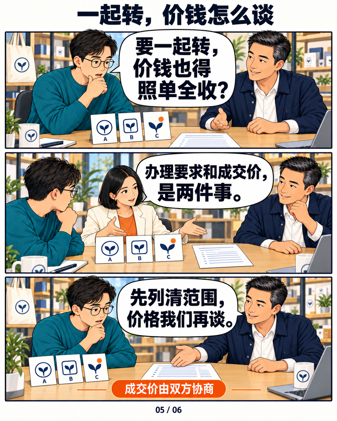 买卖双方查看商标清单,重新协商一起转让的商标和成交价格。