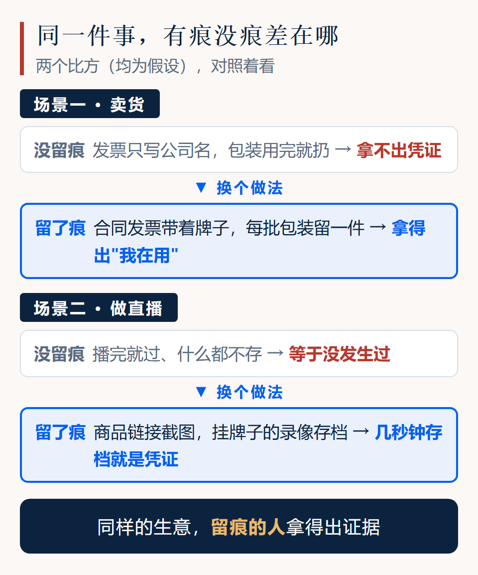 同一经营行为有凭证与无凭证的对照